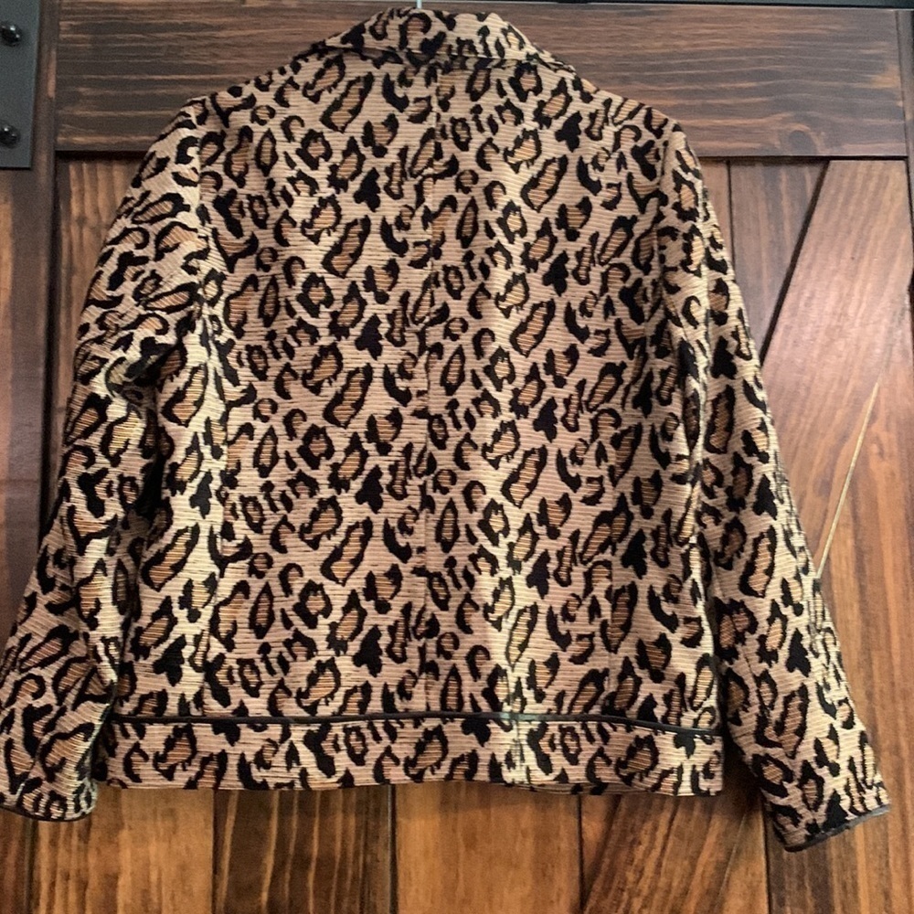 Chicos Moto Jacket Coat Animal Print Jaquard Knit Leopard Cheetah Zipper… - Picture 6 of 10